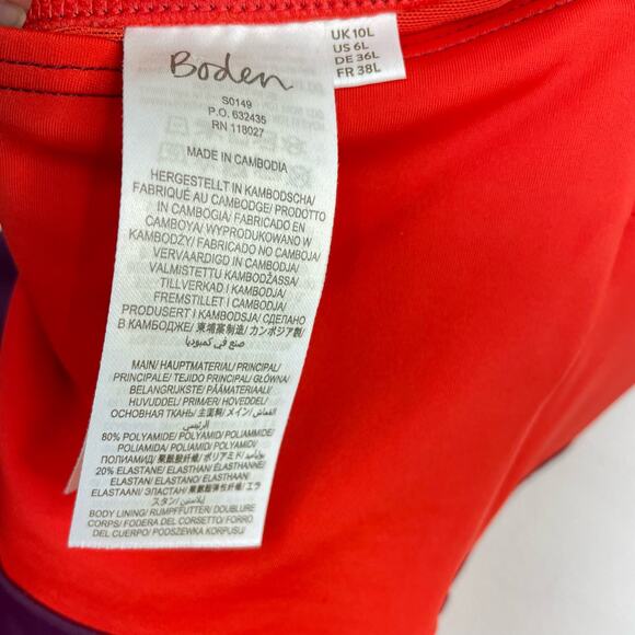 Boden Kefalonia One Piece Halter Swimsuit Swim Red Purple Womens 6L 6 Long Tall - Picture 11 of 16